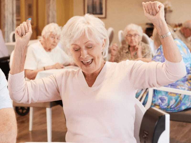 woman celebrating at bingo